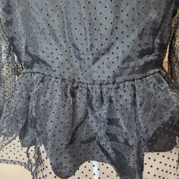 Express Y2K Elegant Black Sheer Polka Dot Women's Top M. - Picture 4 of 15